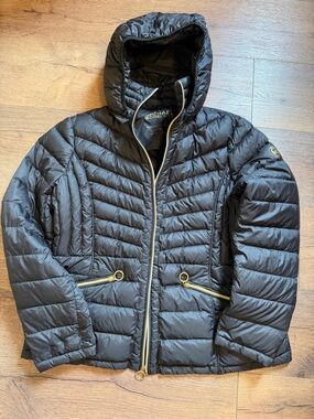 Michael Kors Black Quilted Puffer Jacket with Gold-Tone Hardware